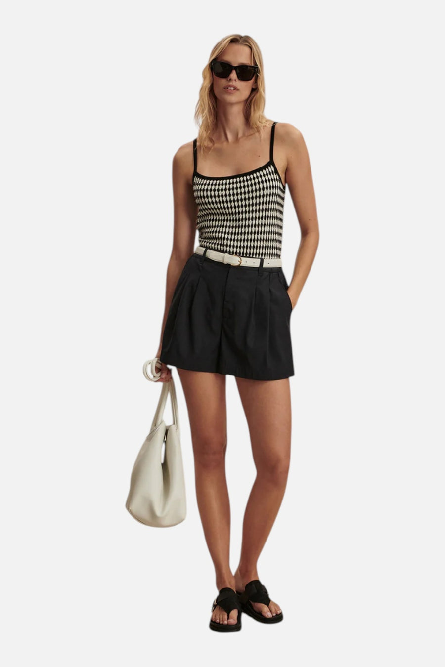 Varley Tansy Woven Short 3" in Black – on model