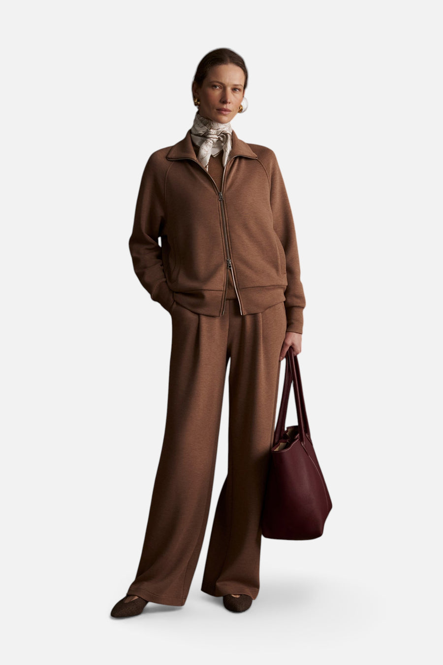 Varley The Extra Wide Leg Pant 29.5" in Golden Bronze Marl – full length