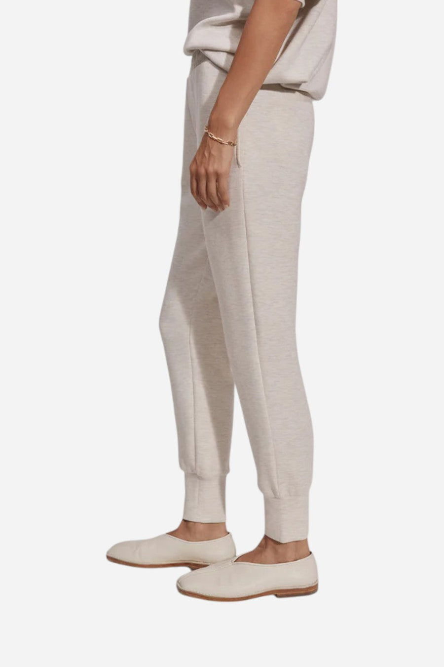 Varley The Slim Cuff Pant 25" in Ivory Marl – back view