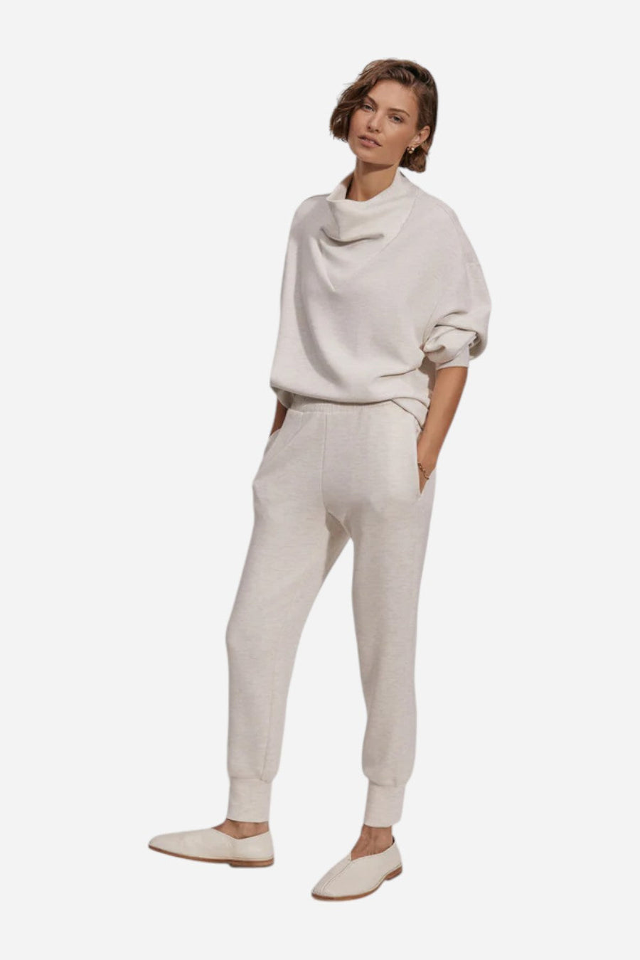 Varley The Slim Cuff Pant 25" in Ivory Marl – detail