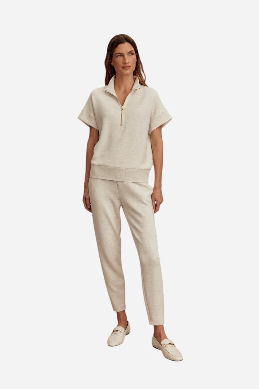 Varley The Slim Pant 27.5" in Ivory Marl – back view