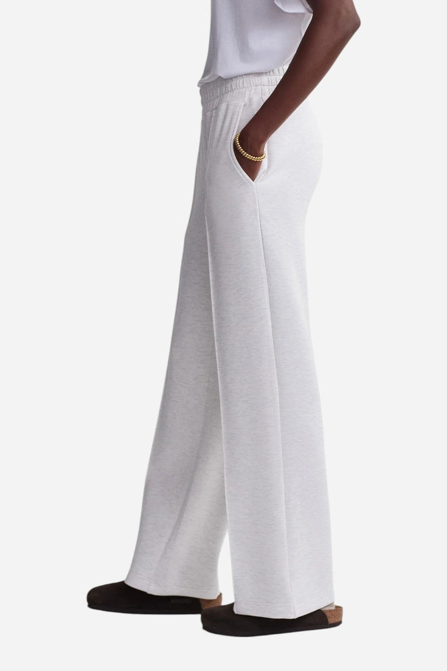 Varley The Wide Leg Pant 28" in Ivory Marl – side view
