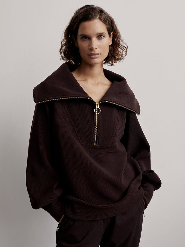 Varley Vine Half-Zip Pullover in Coffee Bean – detail