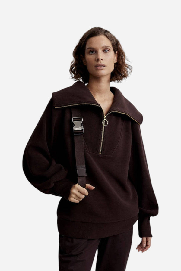 Varley Vine Half-Zip Pullover in Coffee Bean