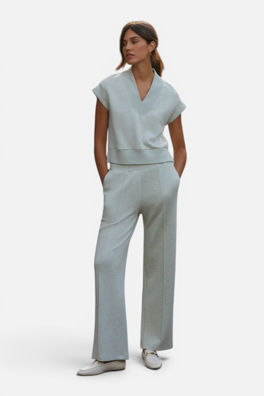 Varley Wide Leg 30" Pant in Mint Green Marl – alternate
