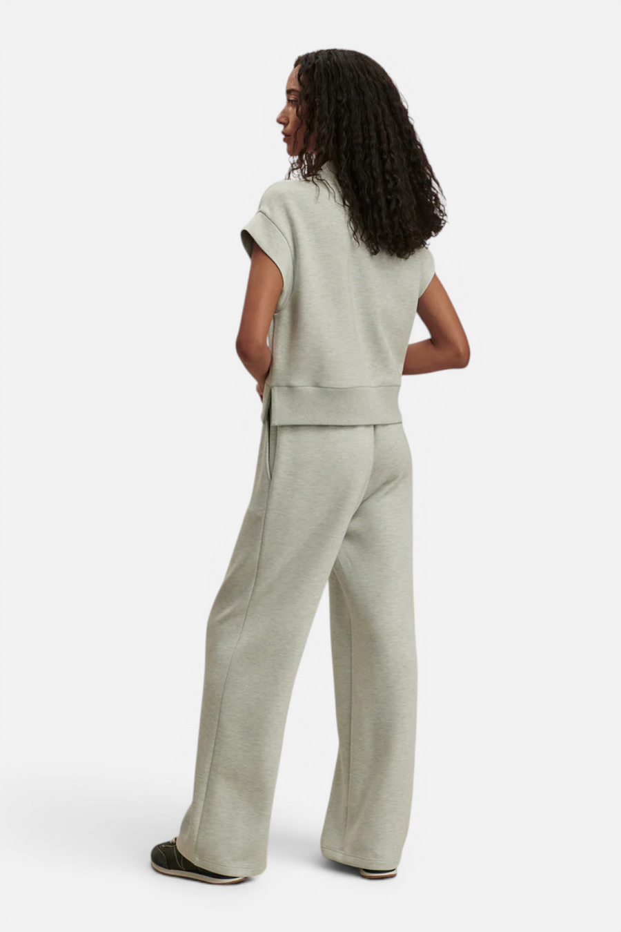 Varley Wide Leg 30" Pant in Mint Green Marl – flat lay