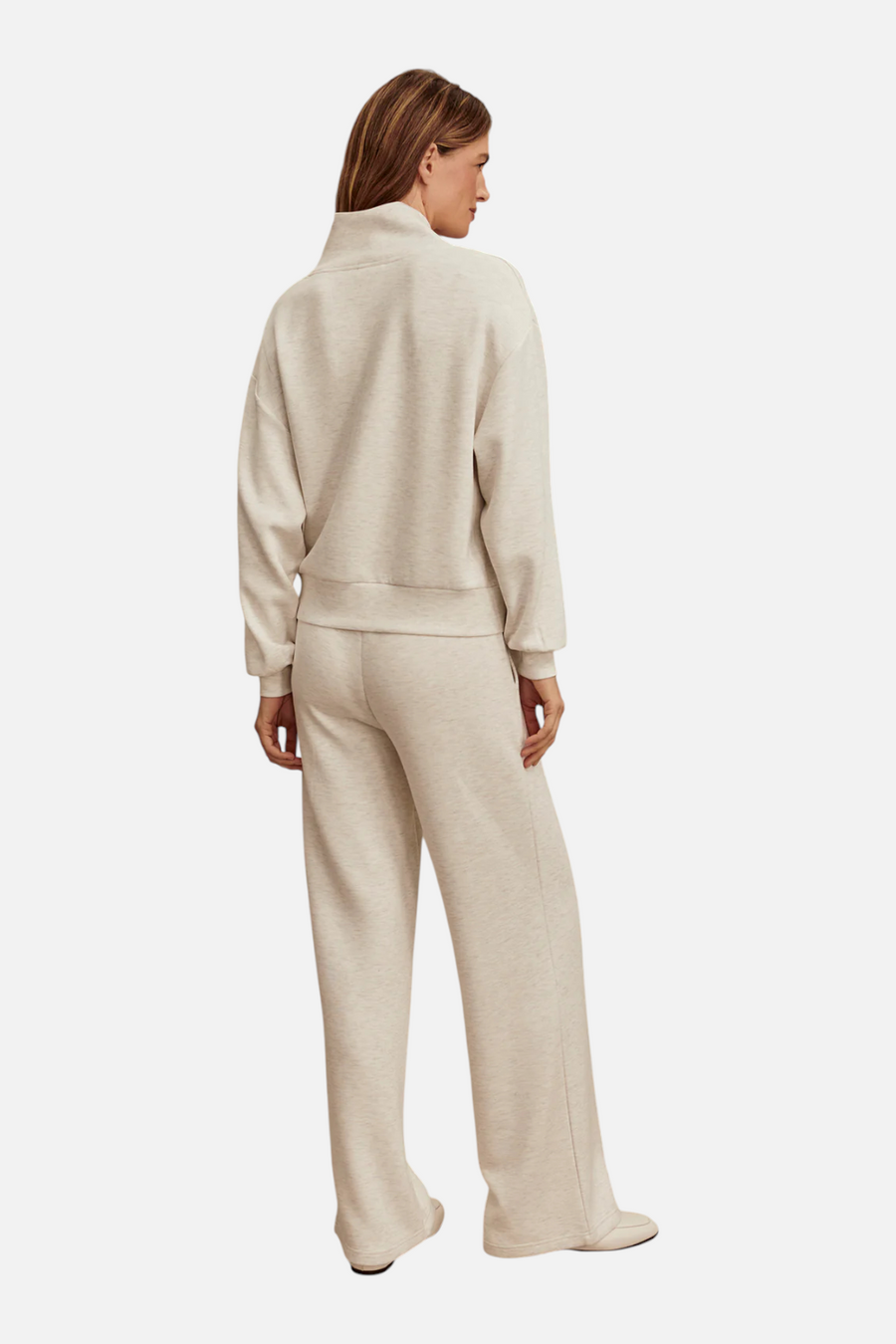 Varley Wide Leg Pant 30" in Ivory Marl – back view