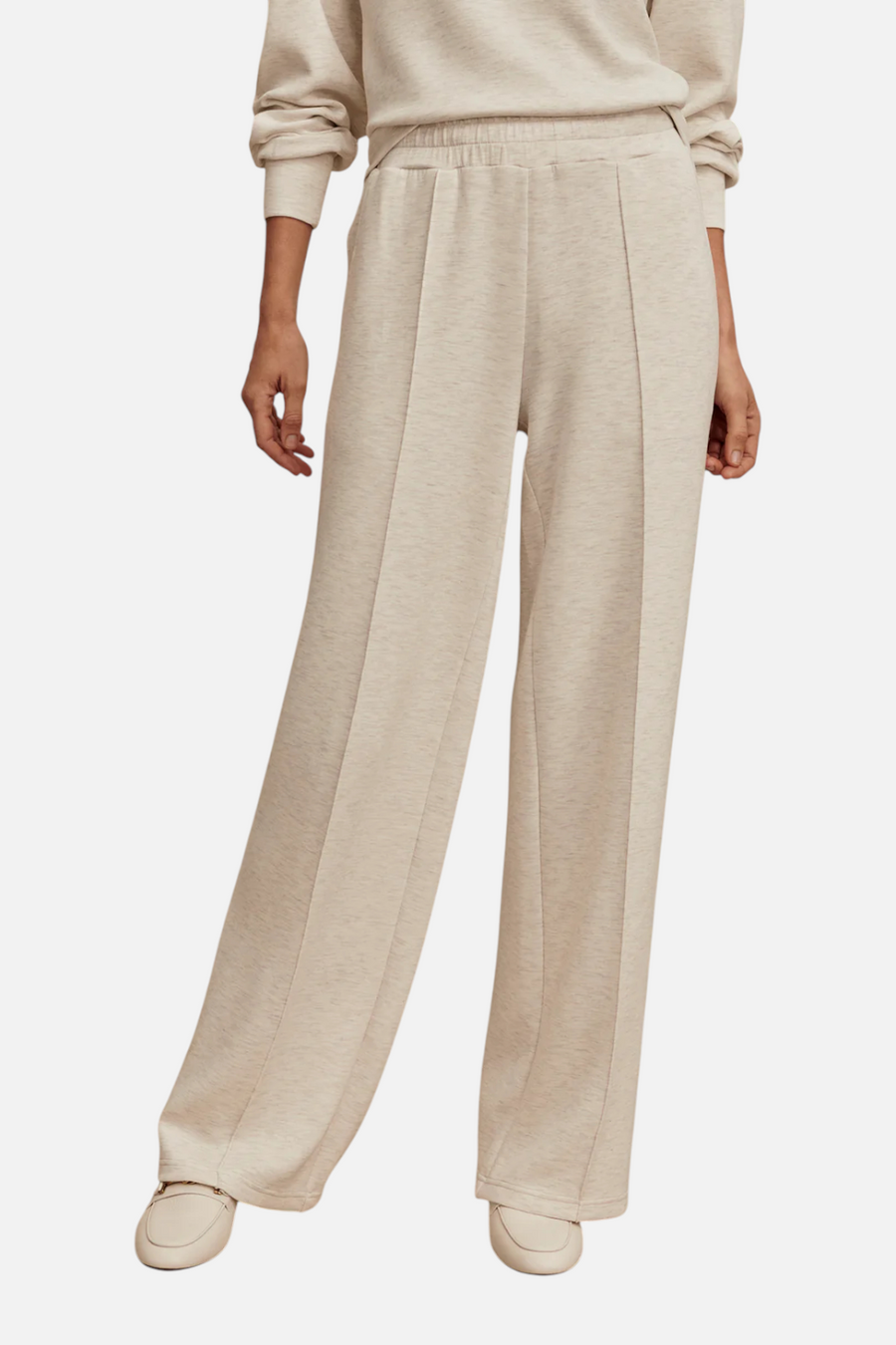Varley Wide Leg Pant 30" in Ivory Marl – front view