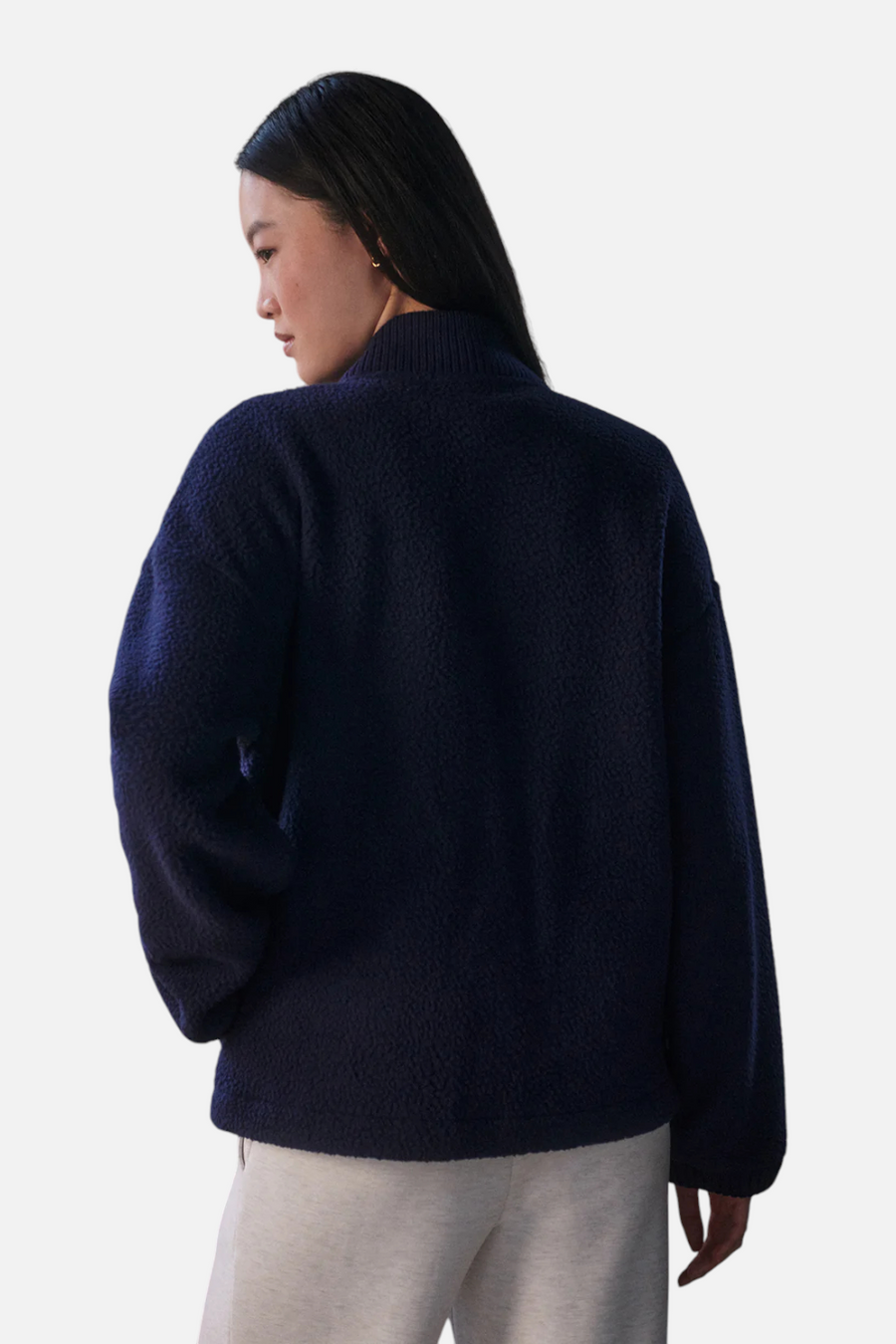 Varley Willmont Patch Pocket Fleece in Evening Blue – back view