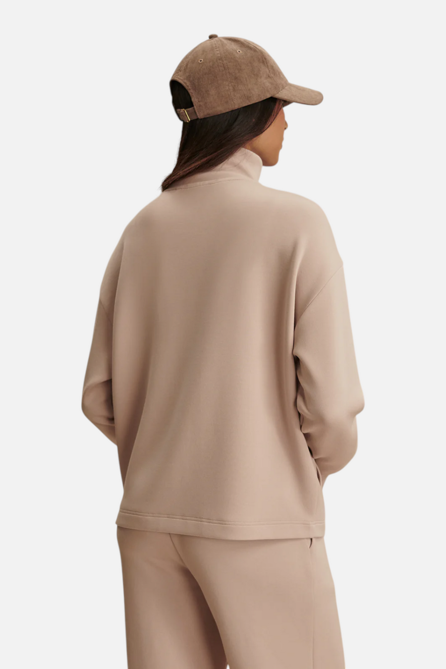 Varley Women's Arlene Zip Through Sweat in Mushroom – side view