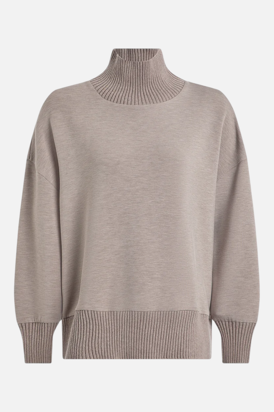 Varley Women's Barker High Neck Sweat in Taupe Marl – detail