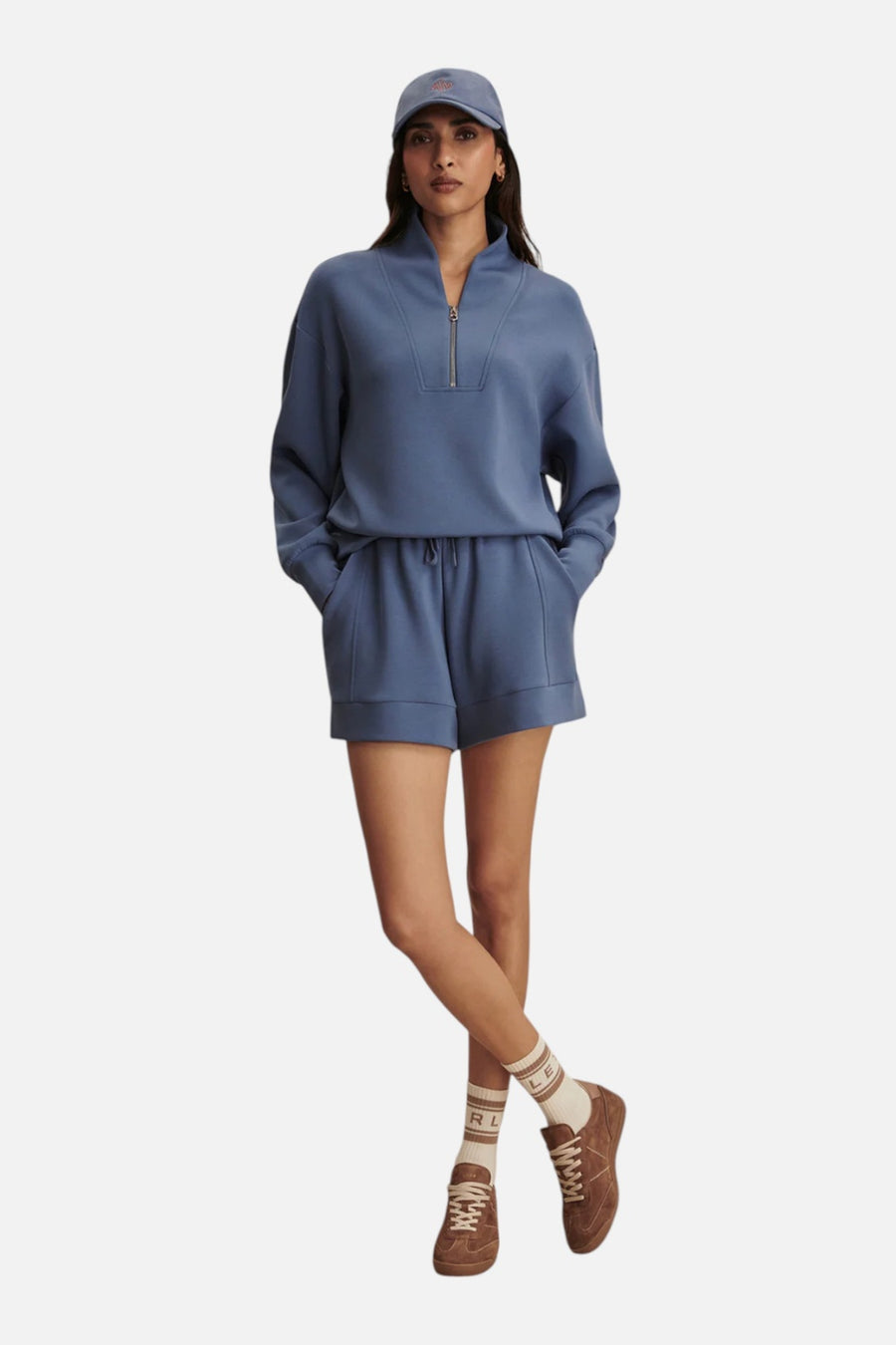Varley Women's Davidson Sweat in Bijou Blue – on model
