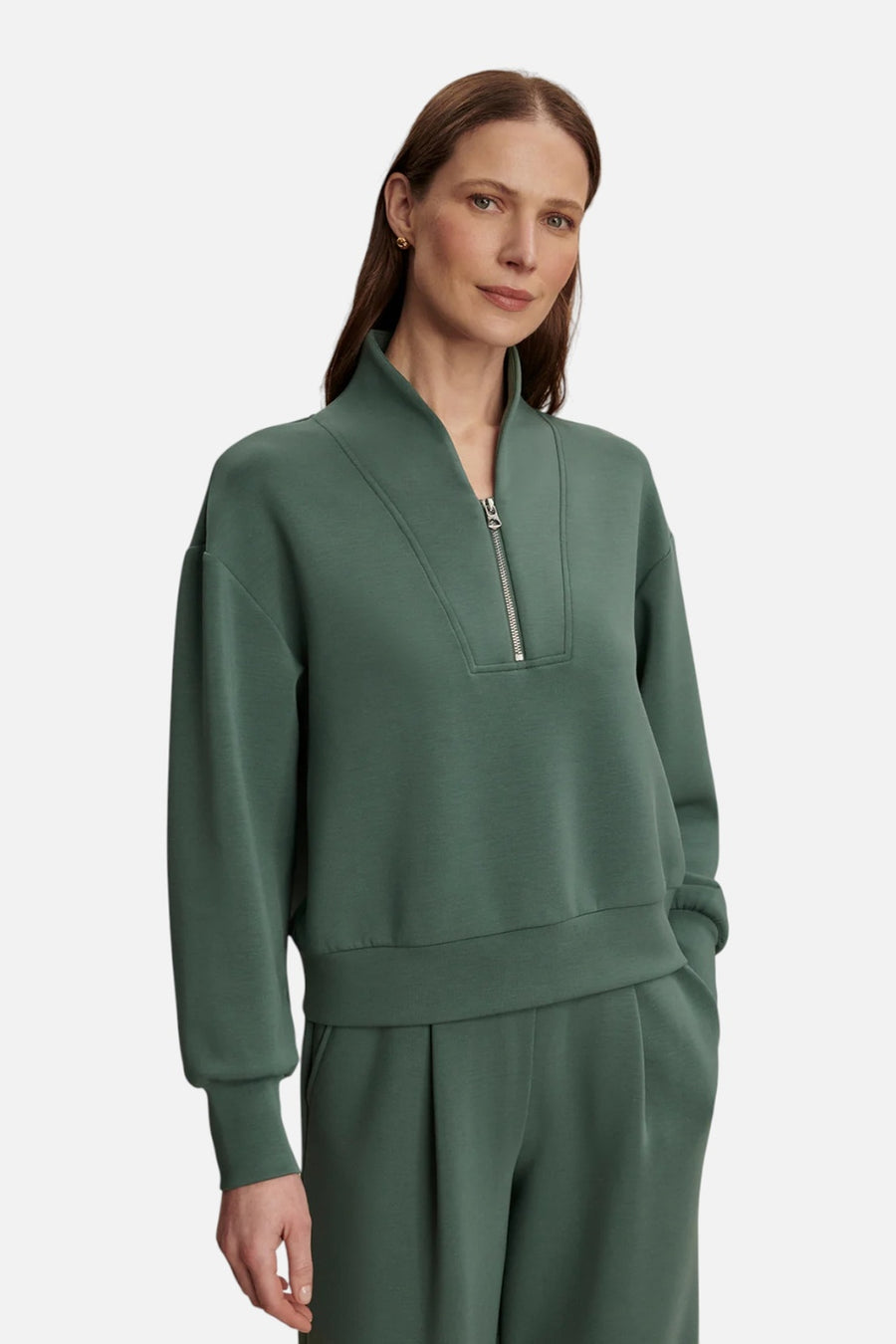 Varley Women's Davidson Sweat Top in Dark Forest – on model