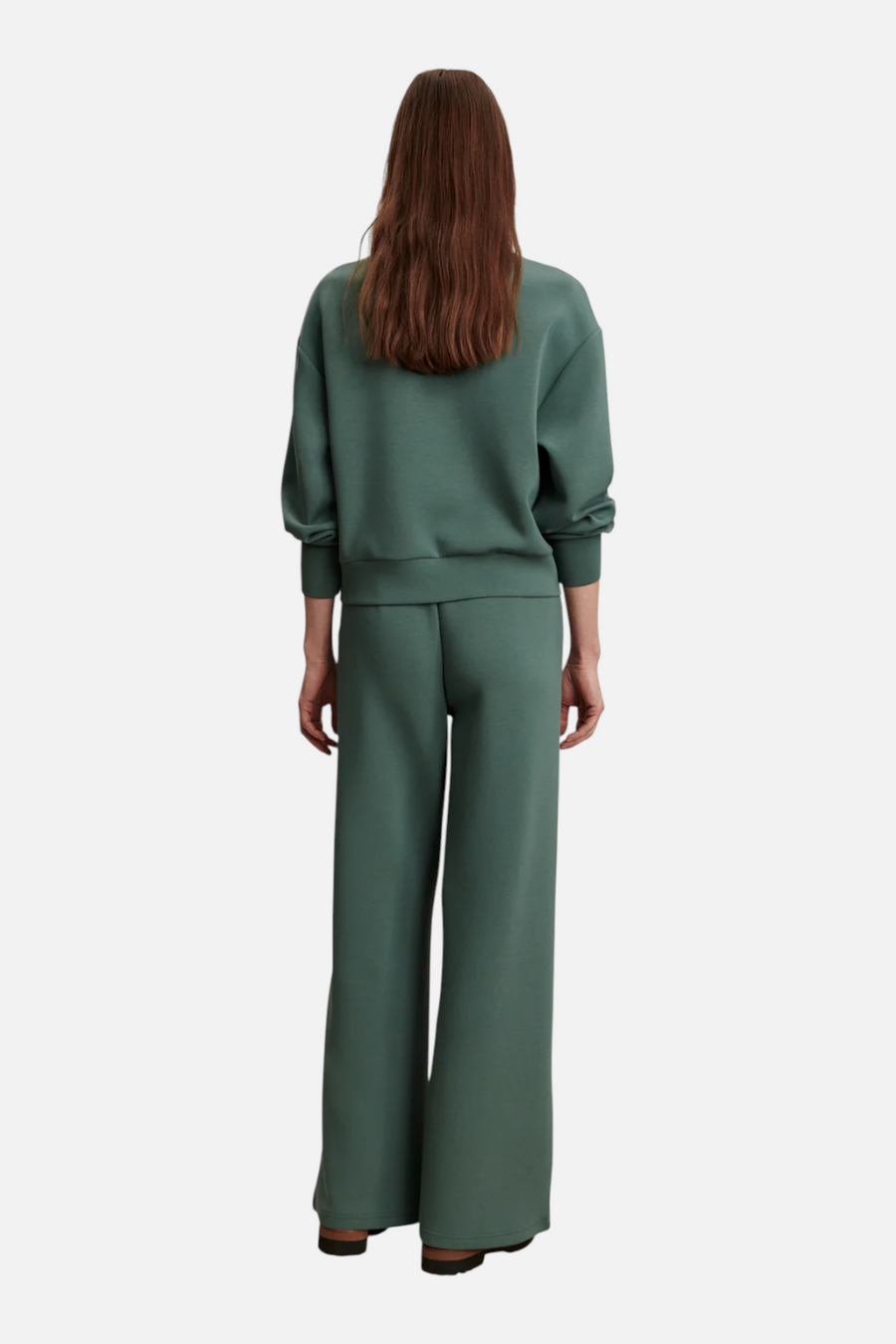 Varley Women's Extra Wide Leg 29.5" Pant in Dark Forest – back view