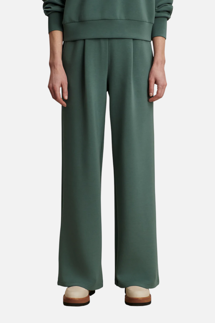 Varley Women's Extra Wide Leg 29.5" Pant in Dark Forest – side view