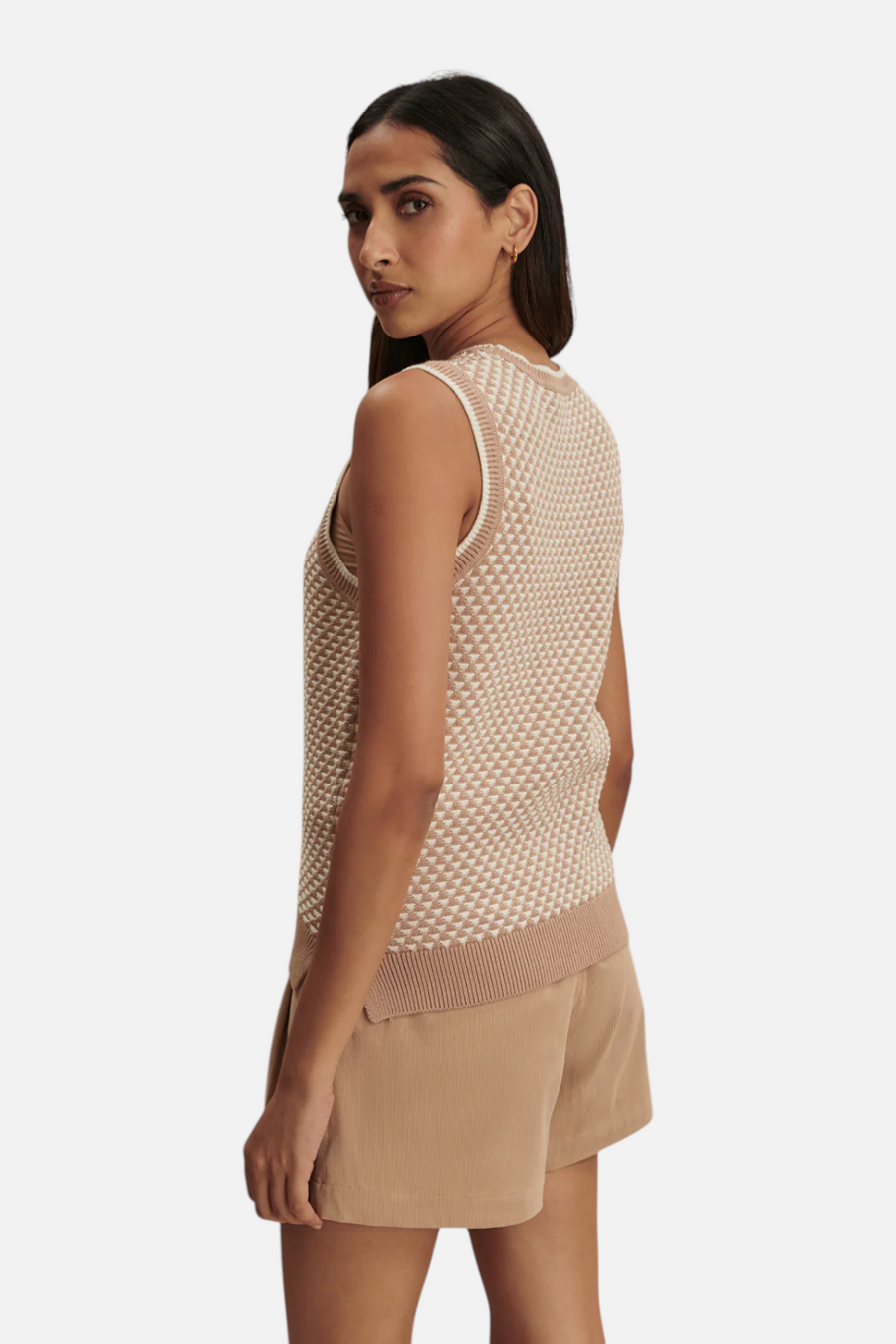 Varley Women's Jenson Knit Tank in Light Taupe – side view