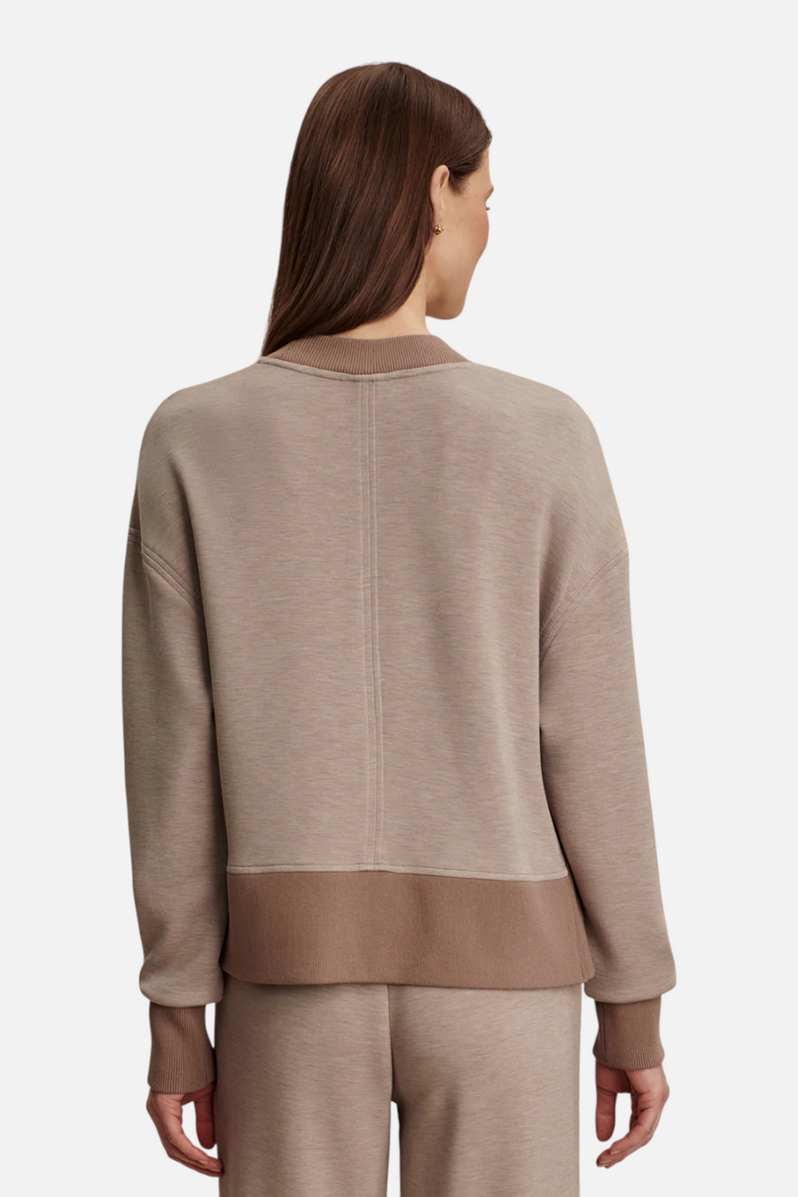 Varley Women's Philippe Crop Sweat Top in Taupe Marl & Ginger Snap – detail