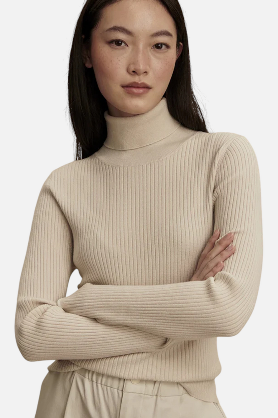 Varley Women's Ravena Roll Neck Top 2.0 Silver Birch – back view
