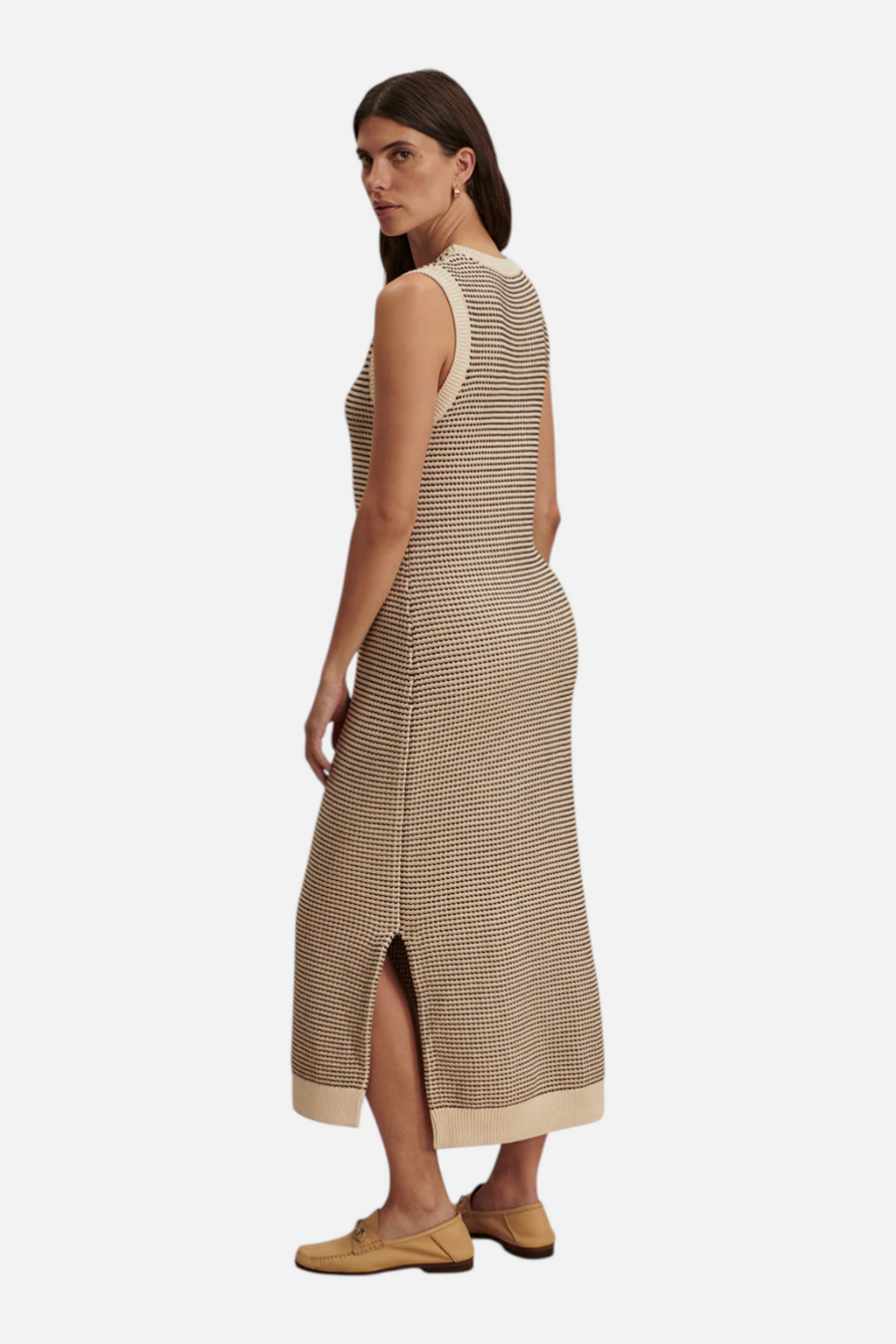 Varley Women's Sadia Stitch Knit Dress in Birch – back view