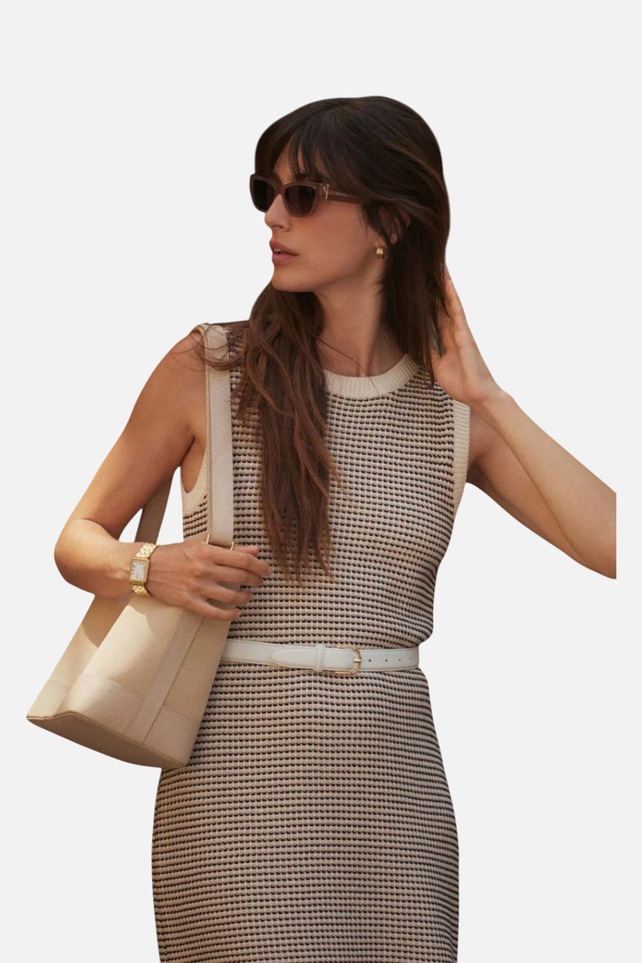 Varley Women's Sadia Stitch Knit Dress in Birch – on model