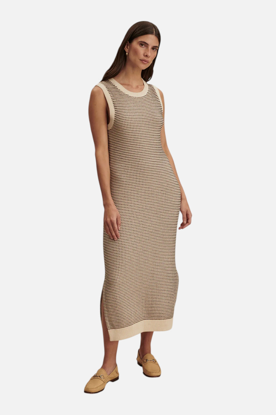 Varley Women's Sadia Stitch Knit Dress in Birch – on model