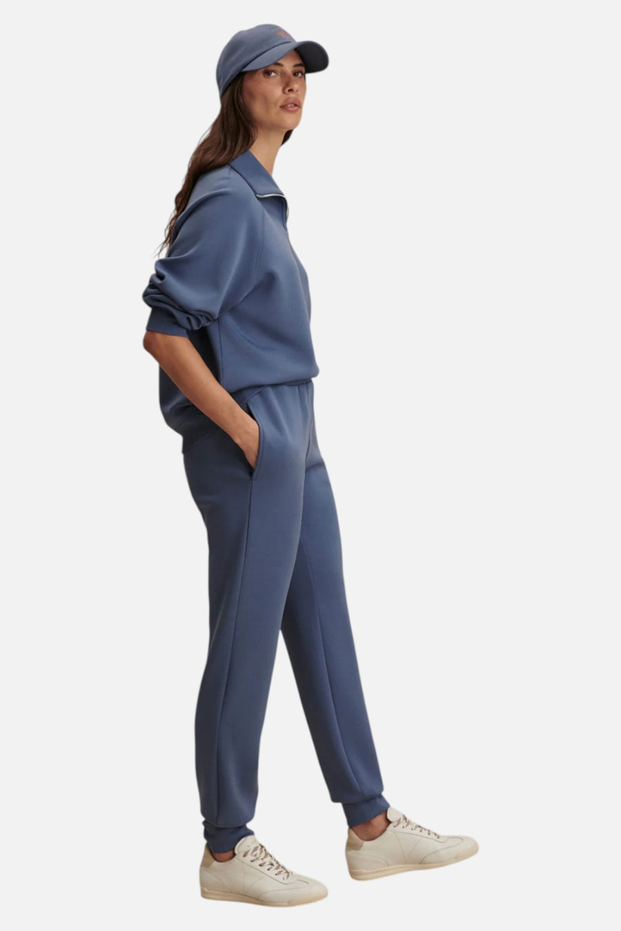 Varley Women's Slim Cuff Pant 27.5" in Bijou Blue – side view