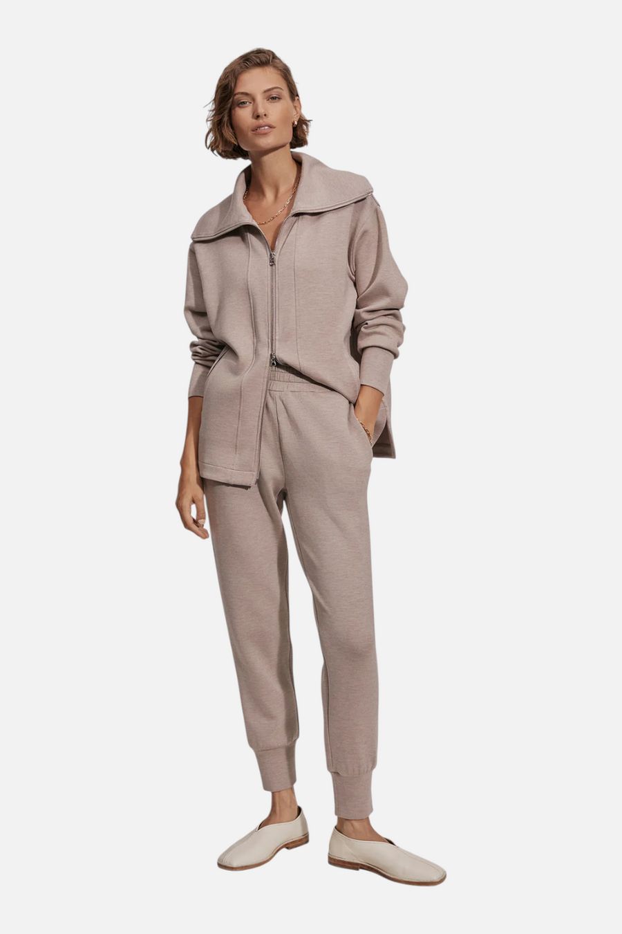 Varley Women's Slim Cuff Pant 27.5" in Taupe Marl – front view