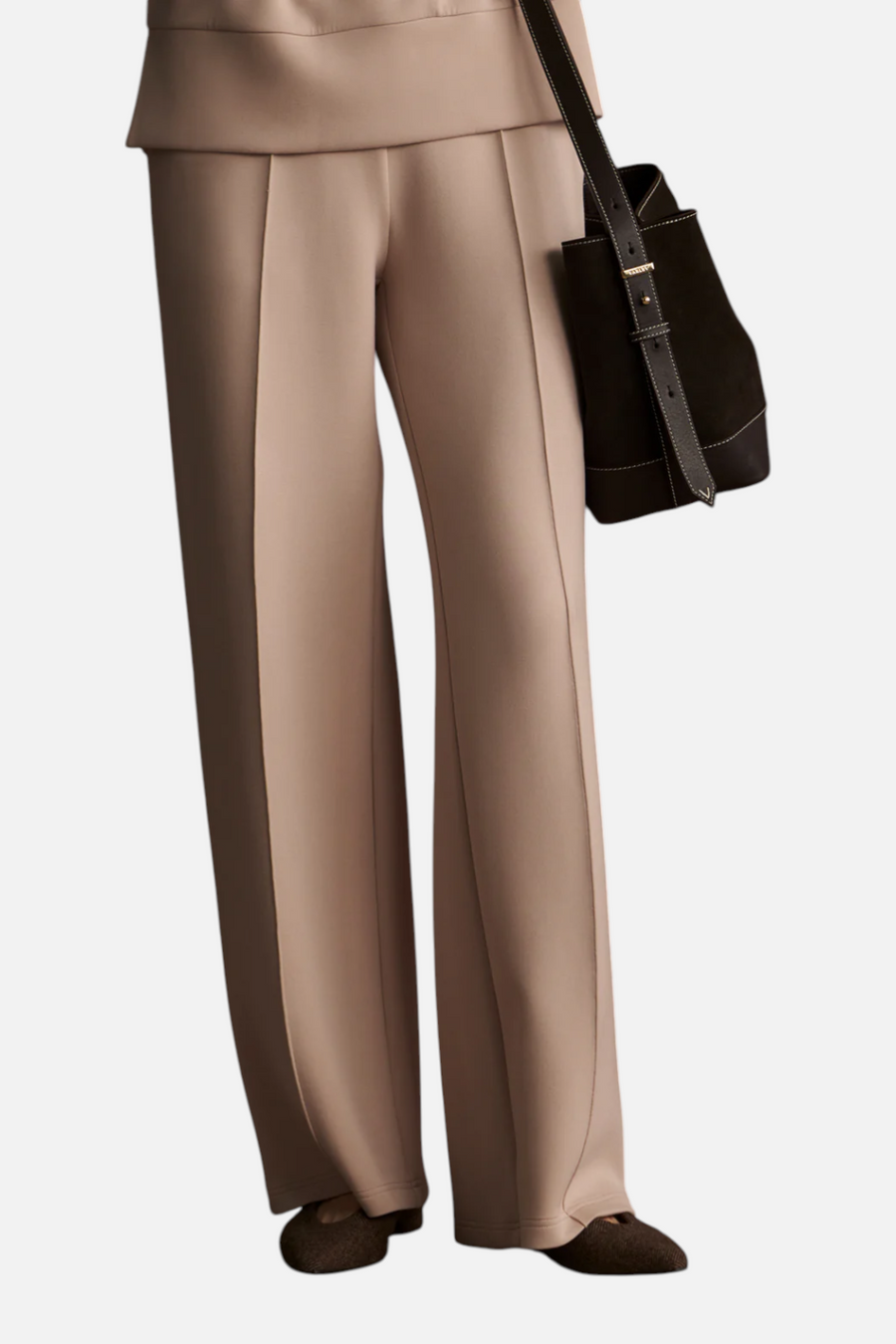Varley Women's Wide Leg Pant 28" in Mushroom – back view