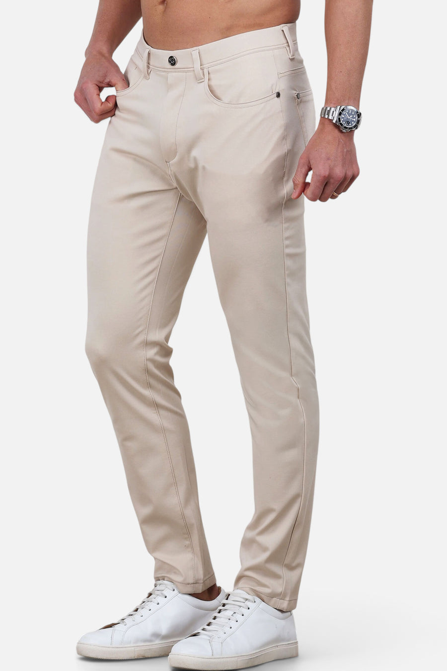 Velocity Pull-On Performance Pants in Stone – back view