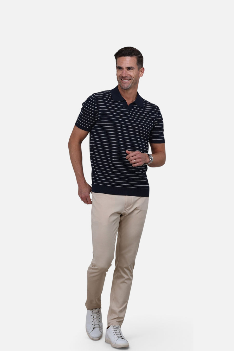 Velocity Pull-On Performance Pants in Stone – side view