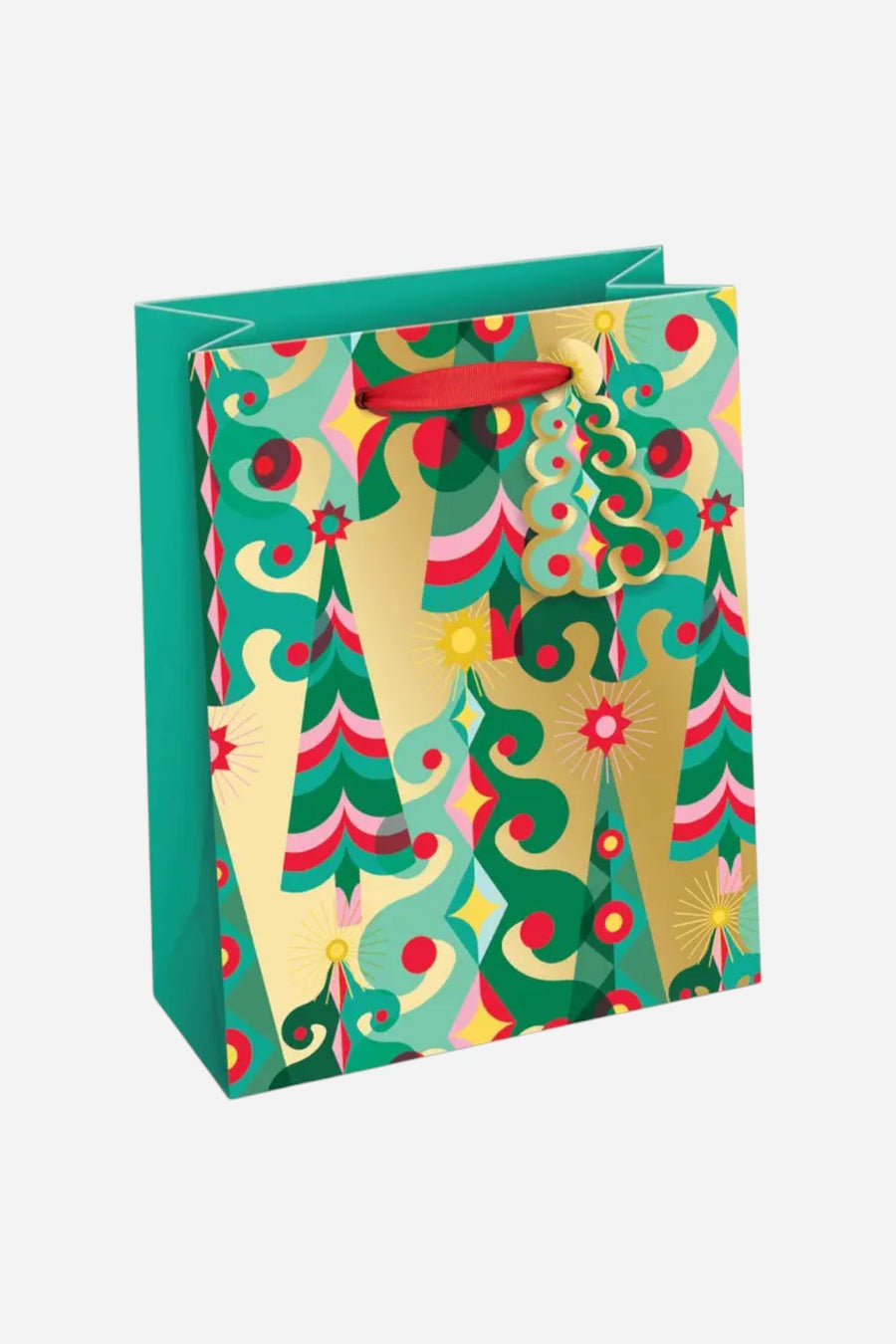 Vert Gold Trees Large Gift Bag – front view