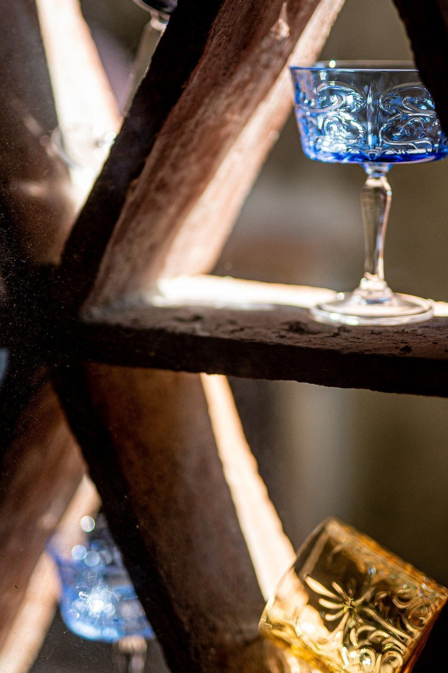 Vietri Barocco Cobalt Coupe Champagne Glass – back view