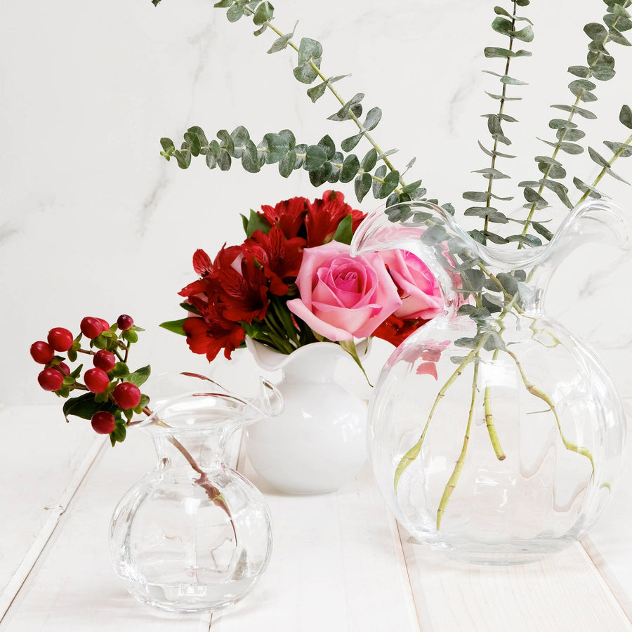 Vietri Hibiscus Glass Clear Large Fluted Vase – detail