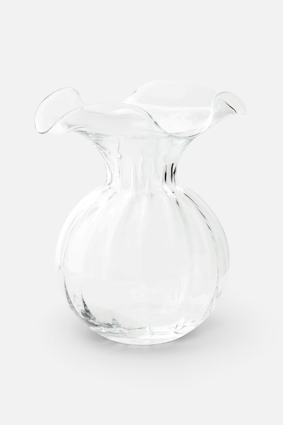 Vietri Hibiscus Glass Clear Large Fluted Vase – front view