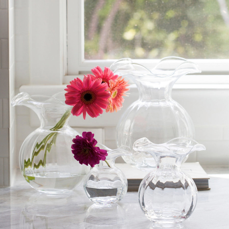 Vietri Hibiscus Glass Clear Large Fluted Vase – side view