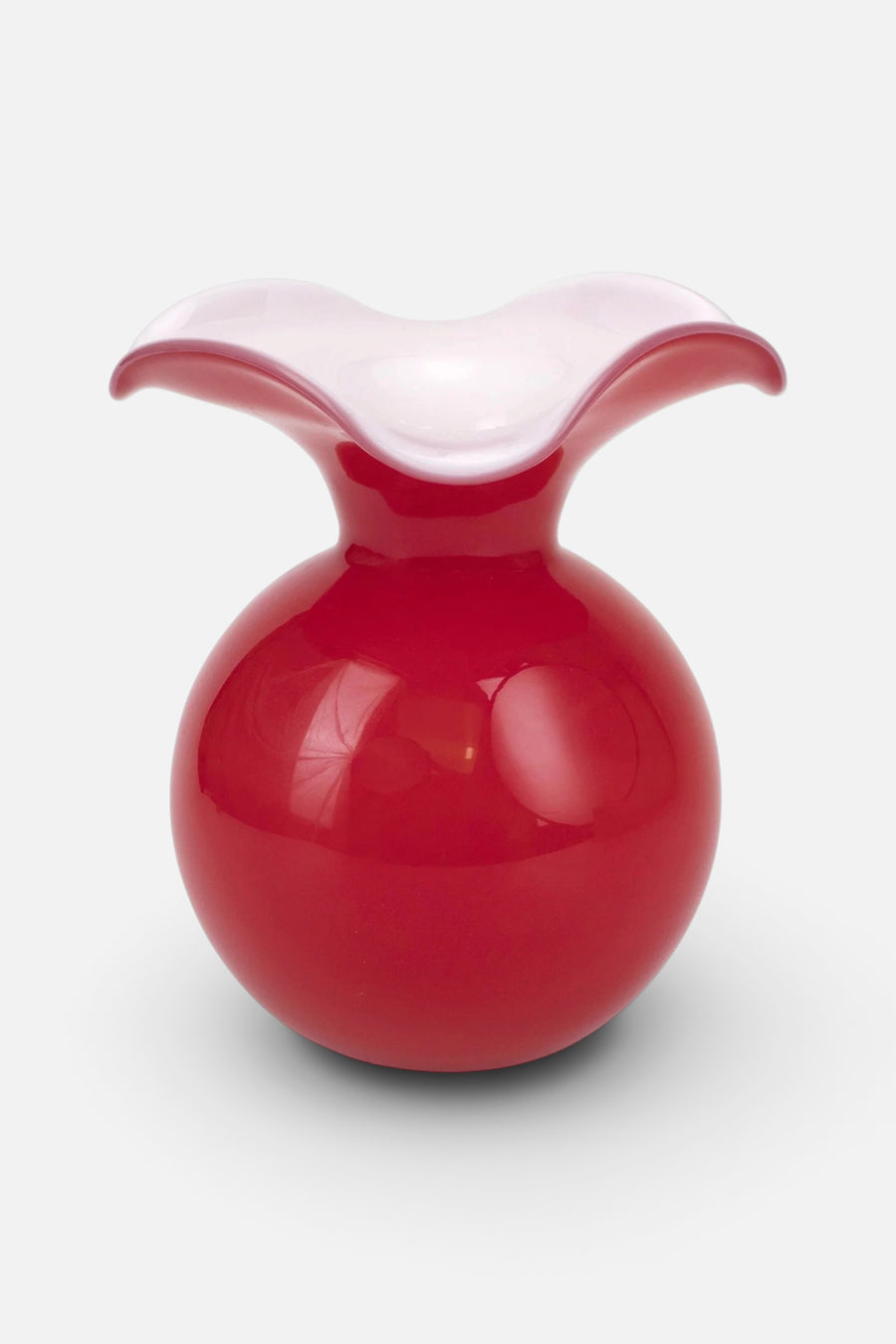Vietri Hibiscus Glass Red Medium Flute Vase – front view
