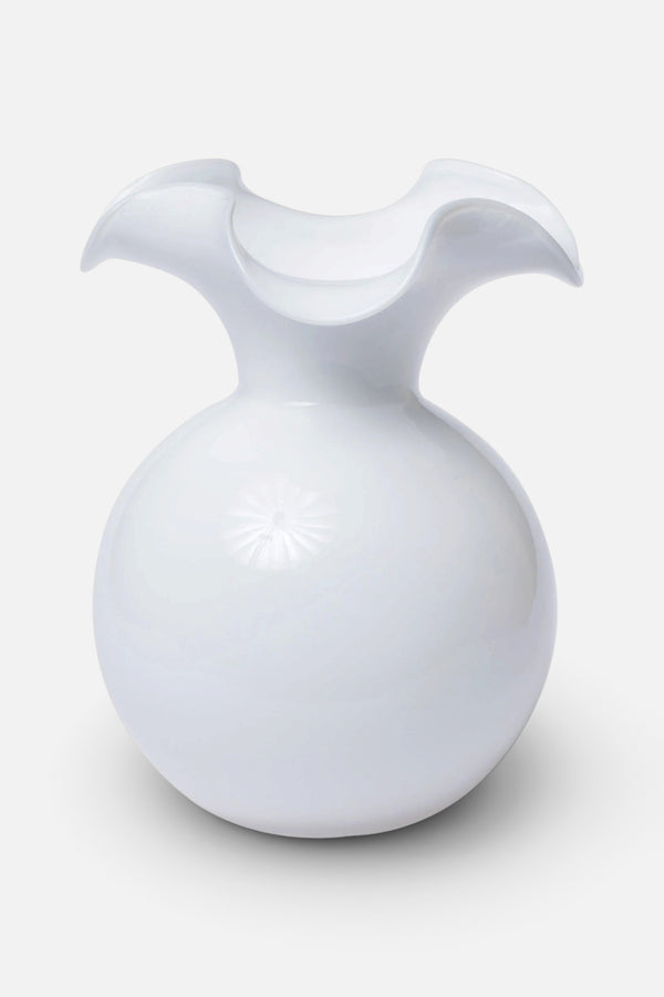 Vietri Hibiscus Glass White Large Flute Vase