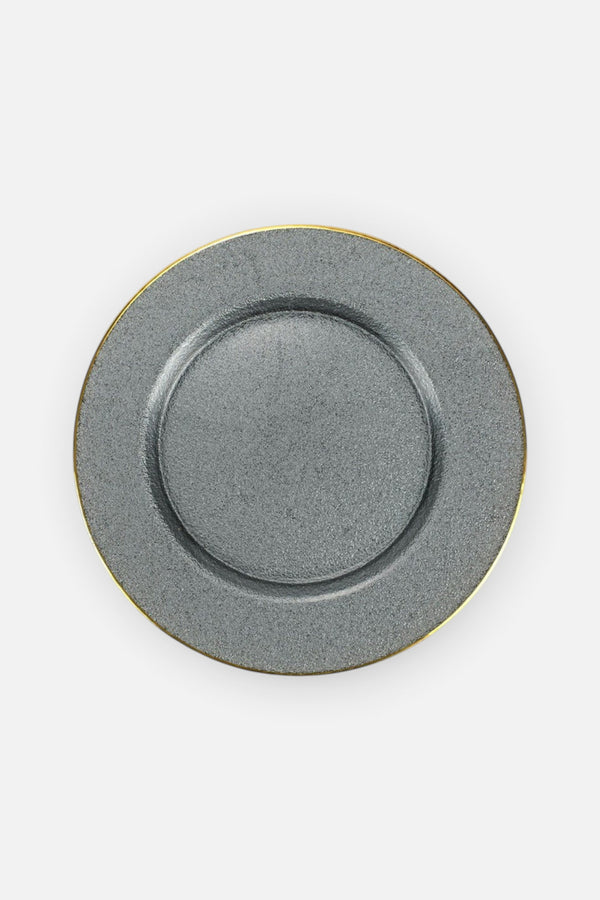 Vietri Metallic Glass Slate Charger