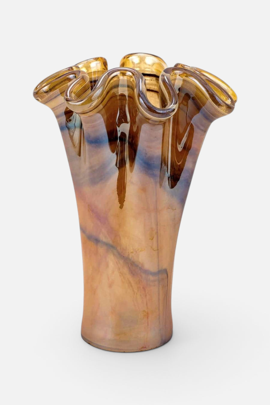 Vietri Onda Glass Tortoiseshell Short Vase – front view