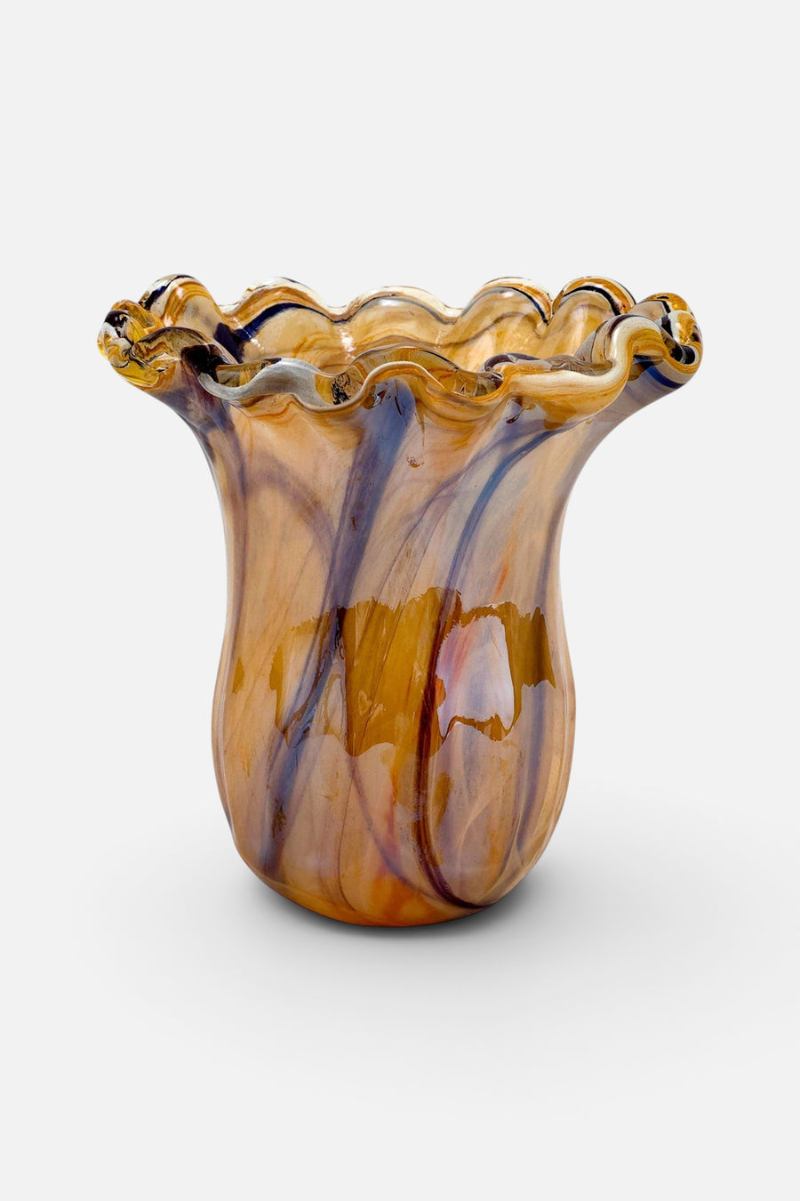 Vietri Onda Glass Tortoiseshell Small Tulip Vase – front view