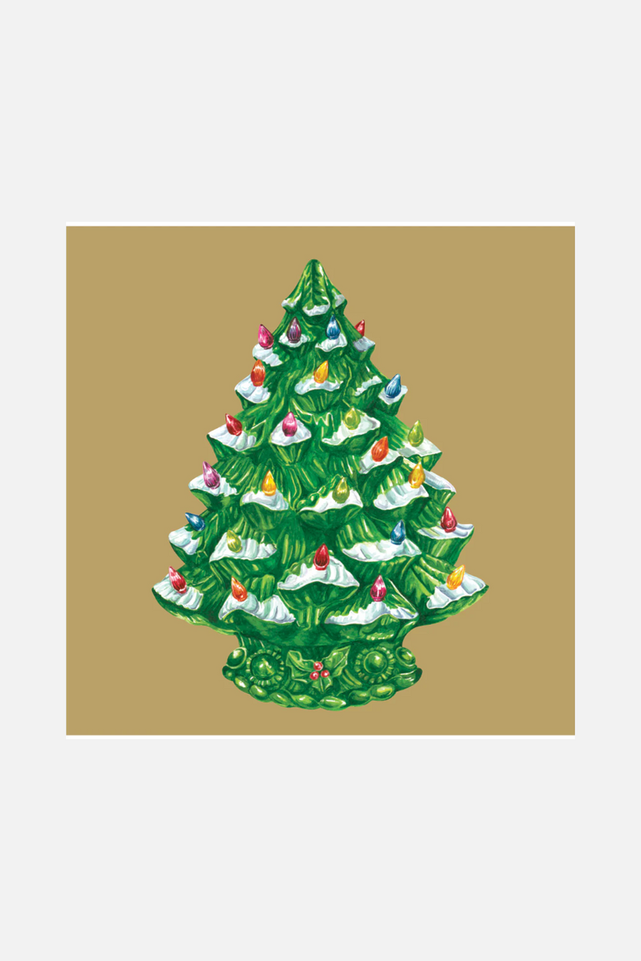 Vintage Christmas Tree Cocktail Napkins Set of 12 – back view
