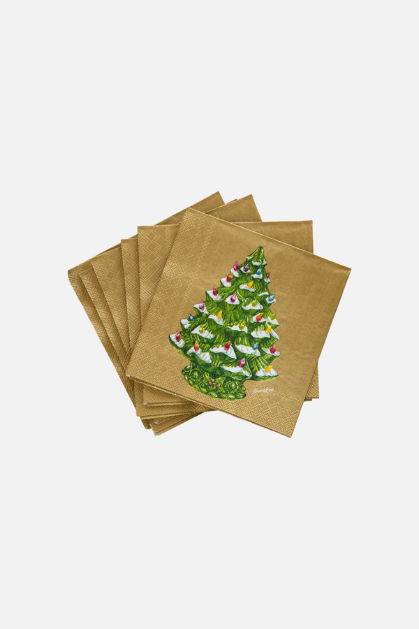 Vintage Christmas Tree Cocktail Napkins Set of 12