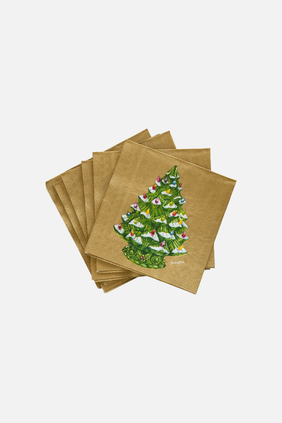 Vintage Christmas Tree Cocktail Napkins Set of 12 – front view