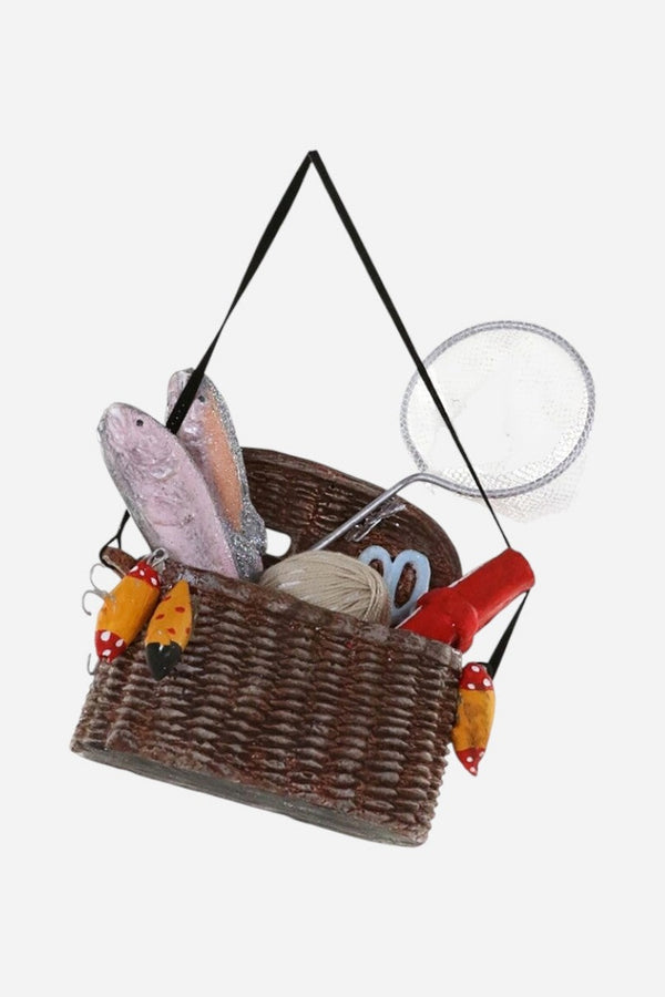 Vintage Fishing Creel with Net Ornament