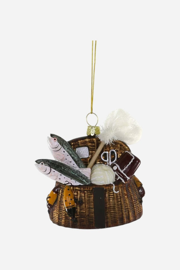 Vintage Fishing Creel with Trout Ornament