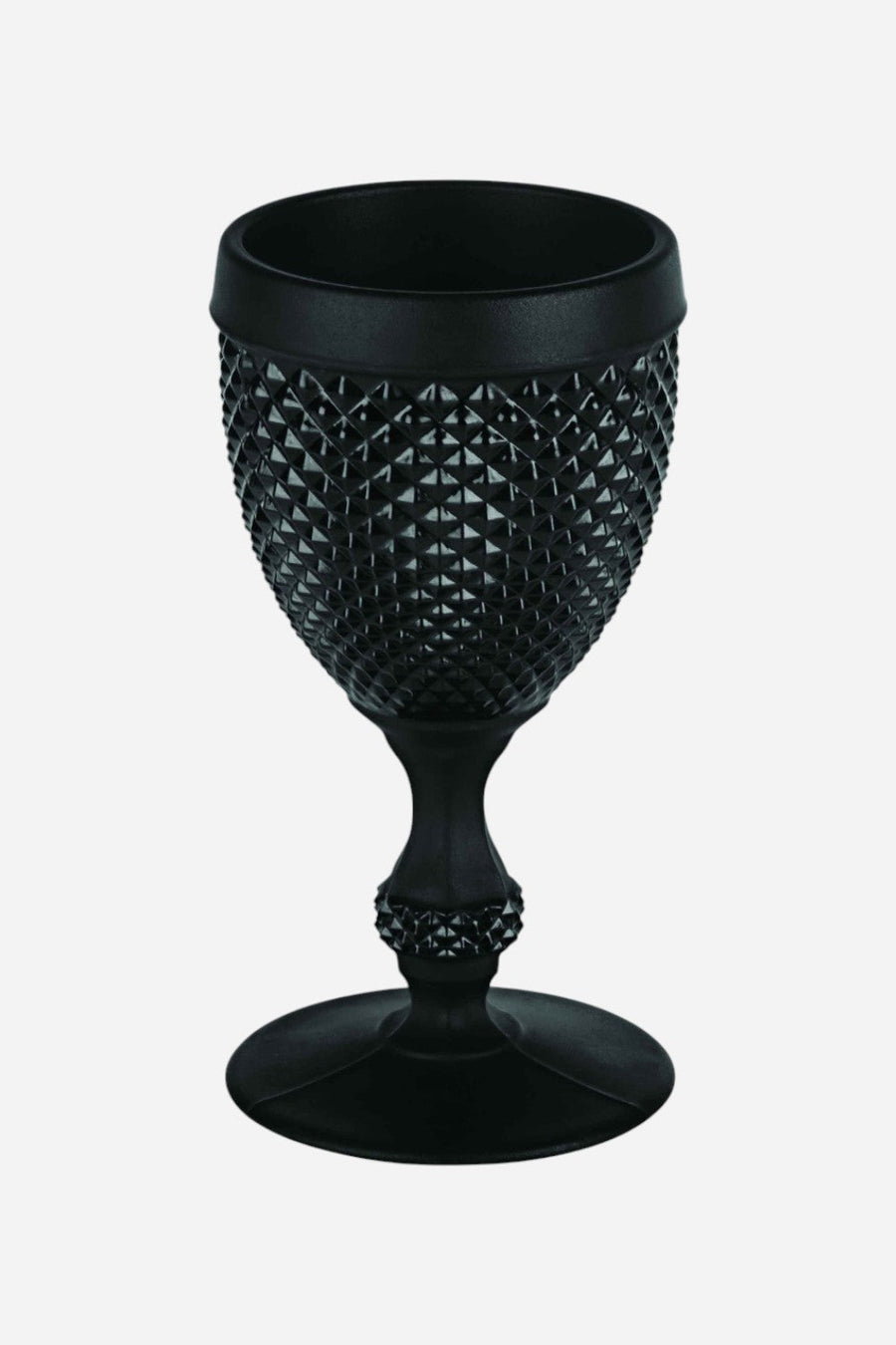 Vista Alegre Bicos Water Goblet in Frosted Black – front view
