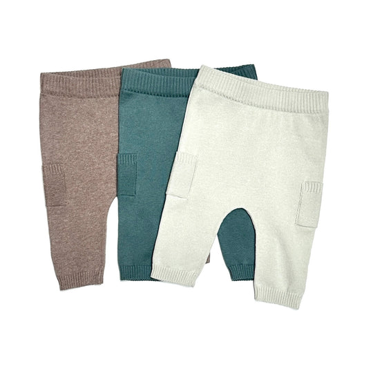 Viverano Baby Side Pocket Sweater Knit Pants in Cafe Latte – back view