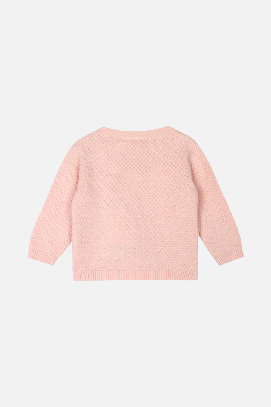 Viverano Chloe Bow Sweater Knit Baby Pullover in Pink – back view