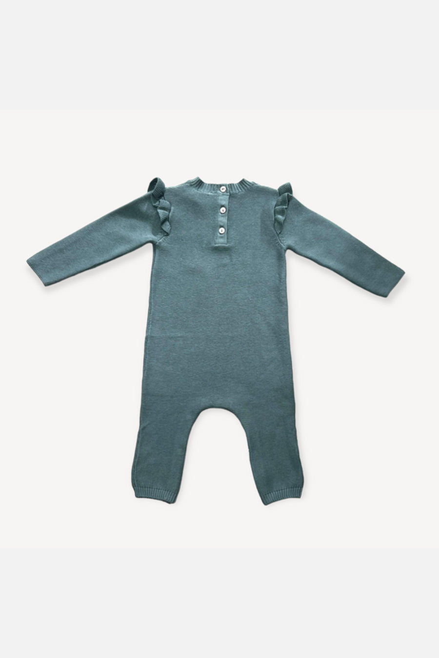 Viverano Floral Embroidered Ruffle Baby Knit Jumpsuit – side view