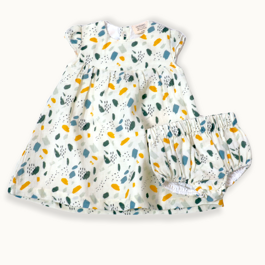 Viverano Florence Bloom Cap Sleeve Muslin Dress + Bloomer Set – back view